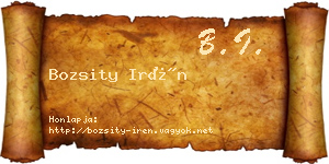 Bozsity Irén névjegykártya